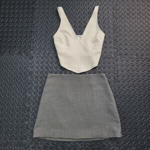 Abercrombie Corset Tank + H&M Houndstooth Mini Skirt Outfit Women’s Small/6